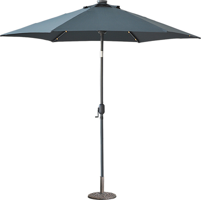 چتر آفتابگیر ستون مرکزی باغ استیل ۸ دنده با نور LED
