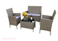 OEM ODM 4 قطعه مجموعه مبلمان باغ چوبی ، میز و صندلی های حصیری حصیری