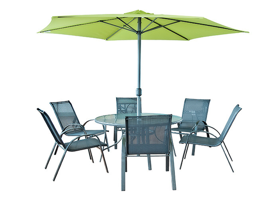 میز و صندلی های پاسیو OEM ODM در فضای باز با محیط زیست چتر دوستانه